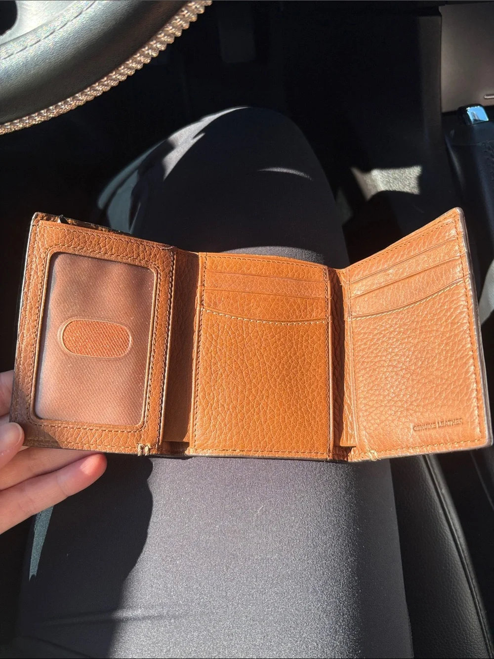 Tan Pebbled Leather Small Wallet
